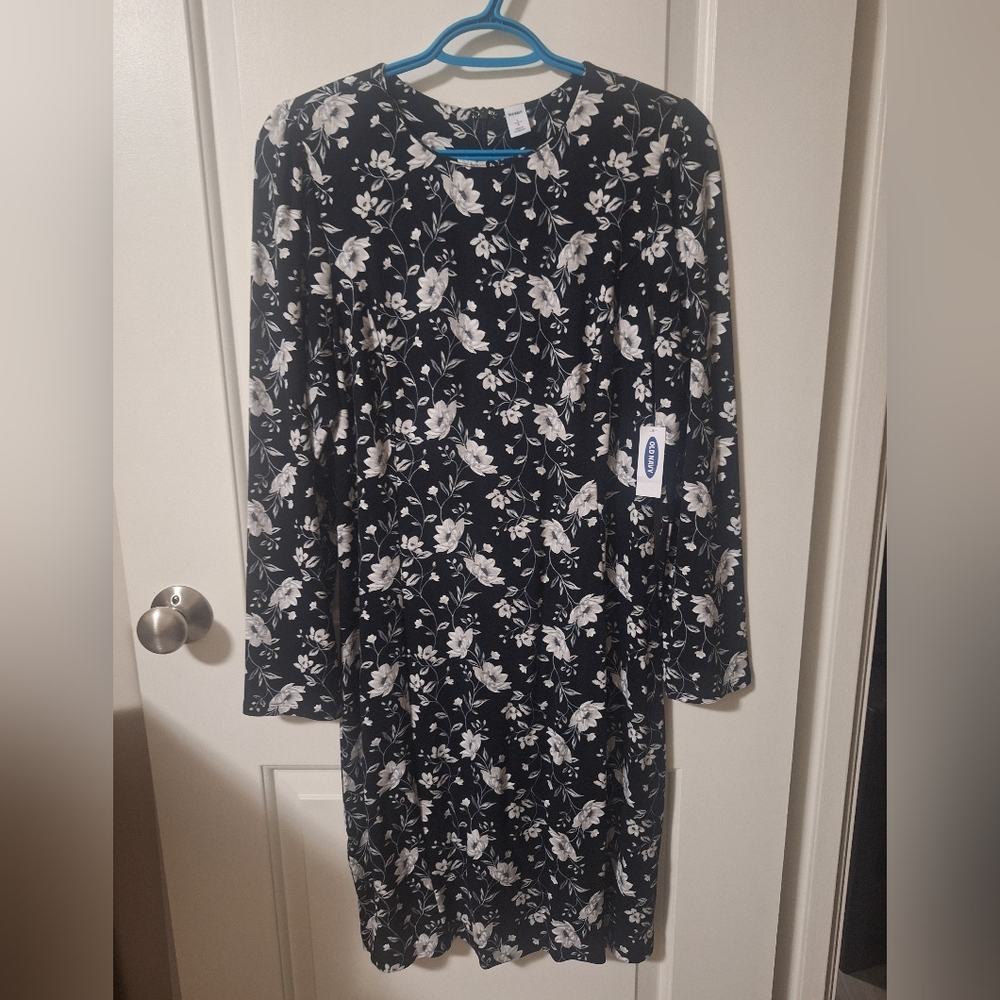 Floral Black and White Dress